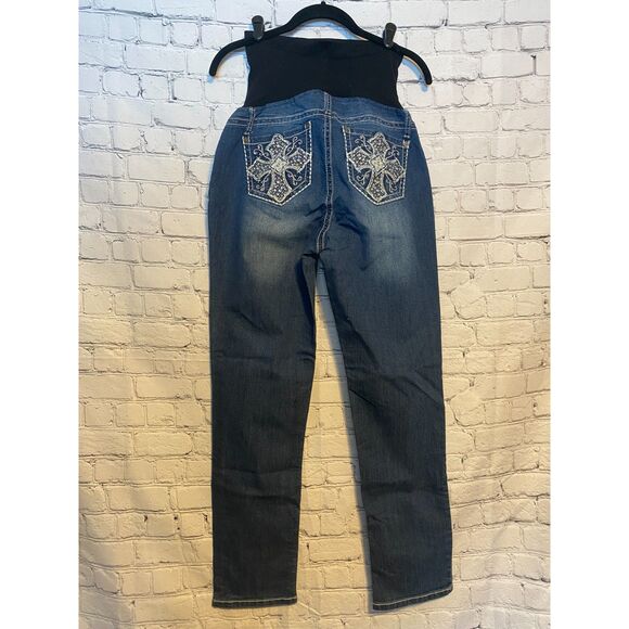ZANA DI Maternity Jeans Size L Bling Detail on Pockets - Picture 3 of 7